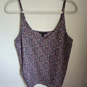 Banana Republic Floral Pink and Blue Spaghetti Strap V-Neck Tank Size Medium